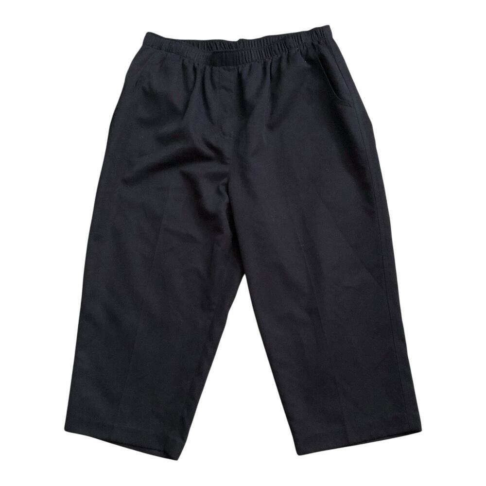 Alia Pull On Pants Womens Petite 12P Black Capri Crop Elastic Waist 18" Inseam